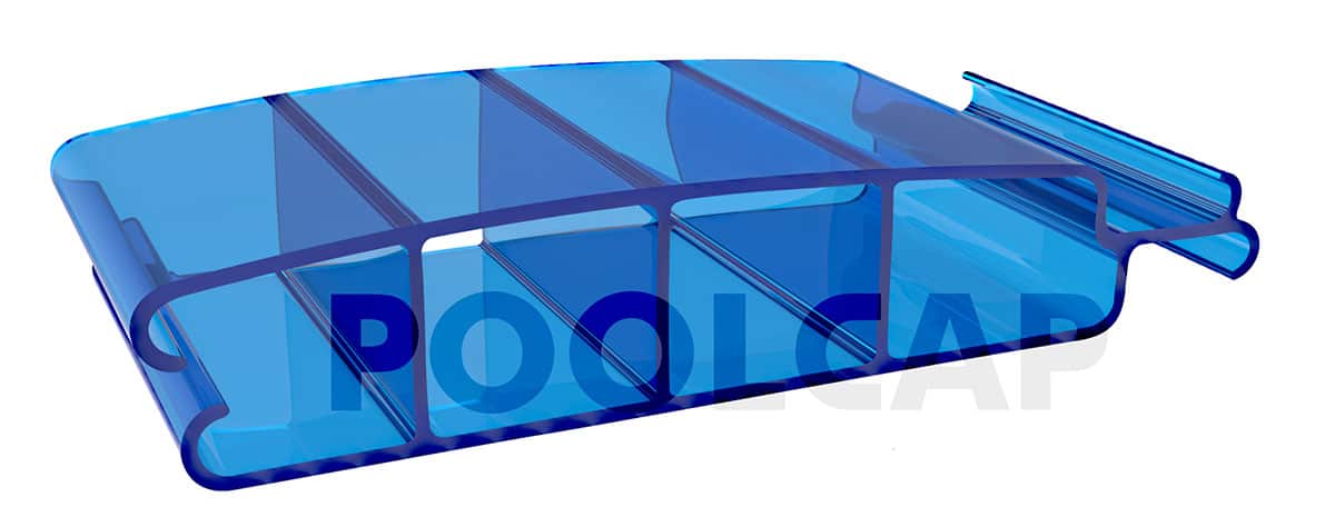Poolabdeckung Rolloabdeckung 14 60 mm Profil transparent aquablau