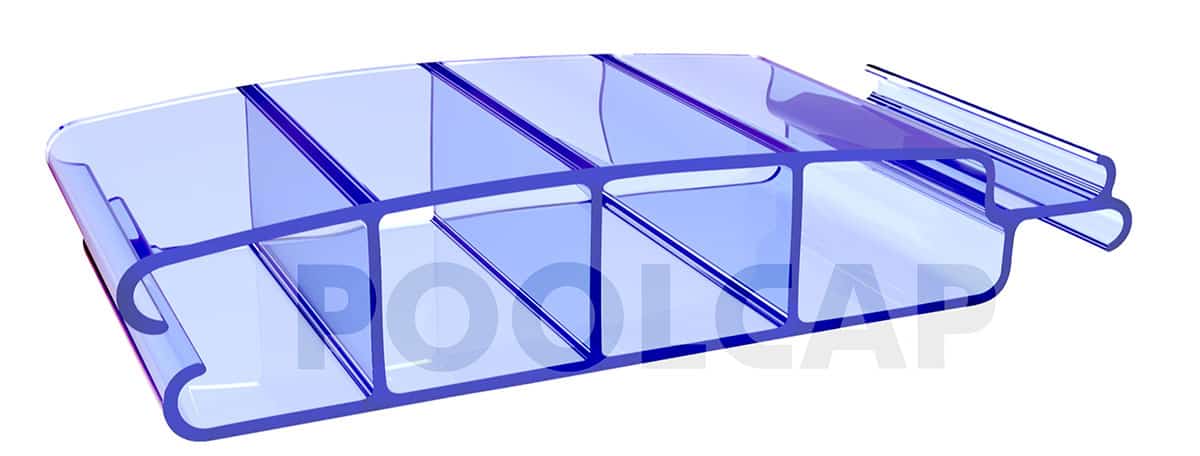 Poolabdeckung Rolloabdeckung 14 60 mm Profil transparent kristallblau