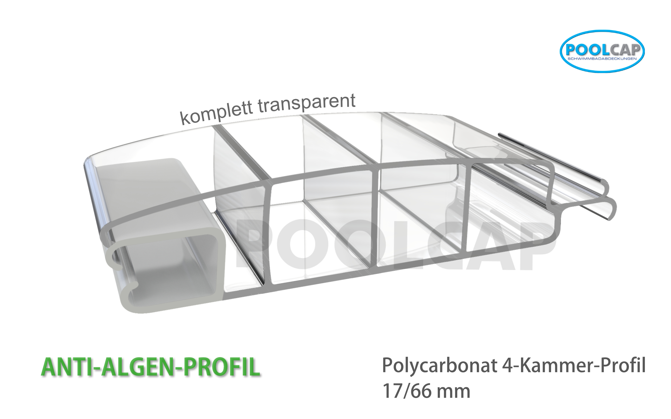 Poolabdeckung Rolloabdeckung 17 66mm glasklar transparent Anti Algen Profil 2