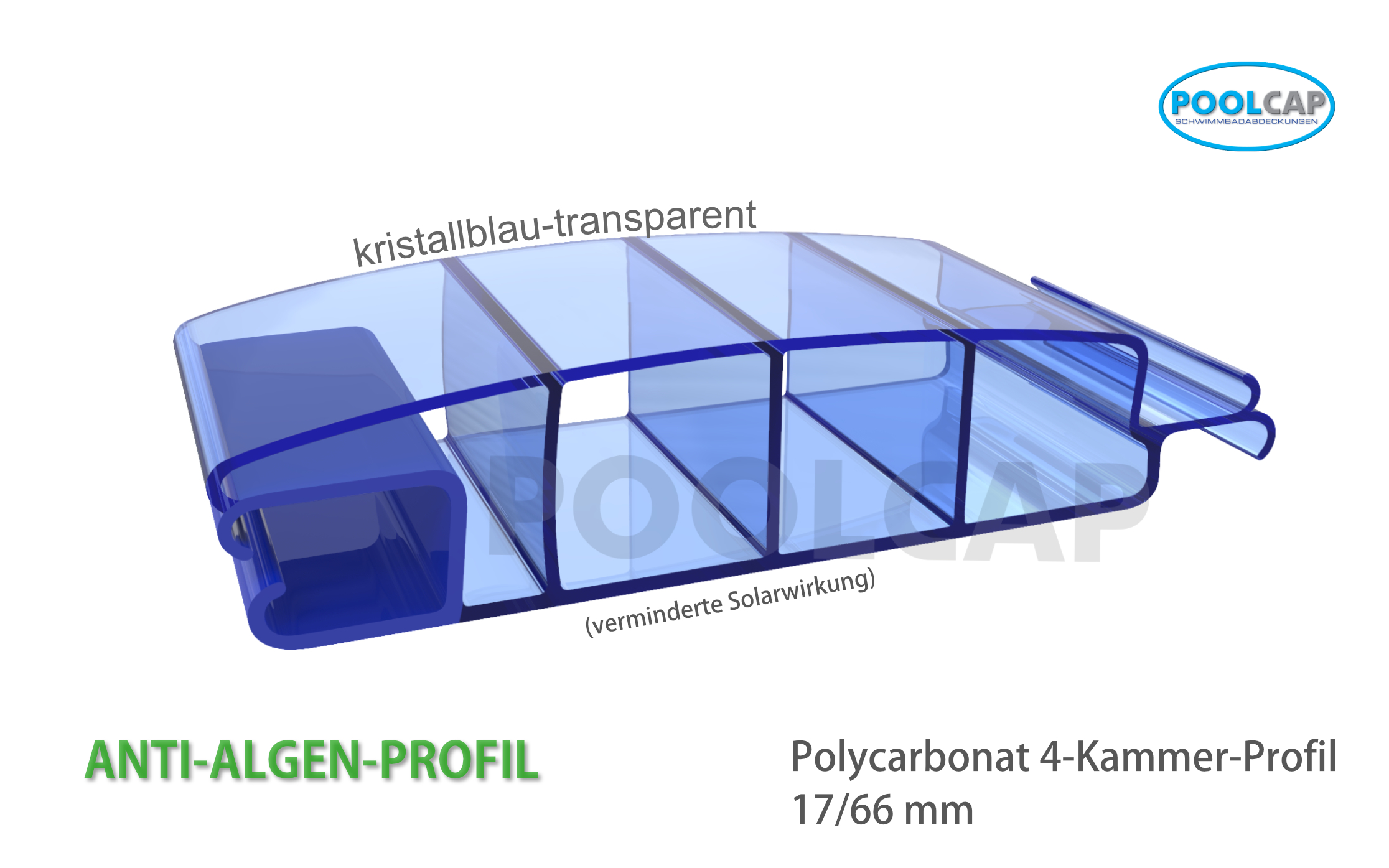 Poolabdeckung Rolloabdeckung 17 66mm kristallblau transparent Anti Algen Profil 2