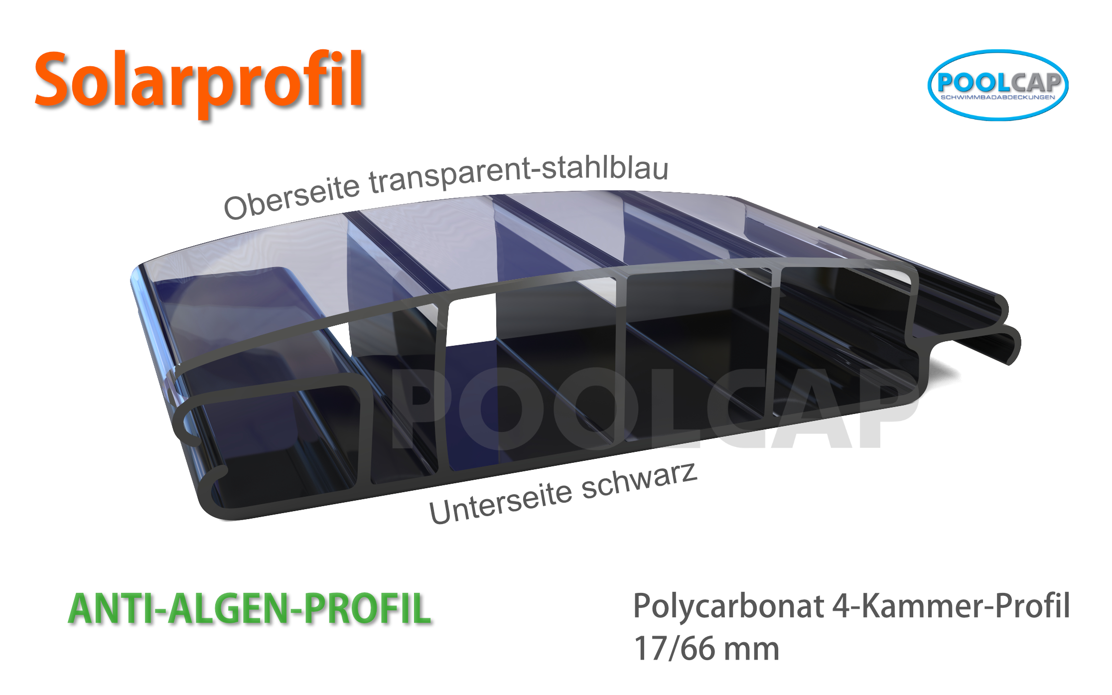 Poolabdeckung Rolloabdeckung 17 66mm solar Anti Algen Profil 2